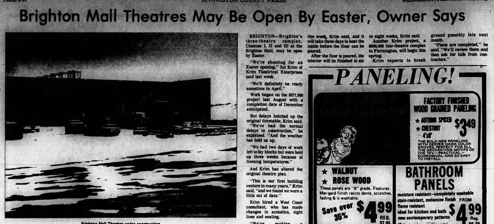 Brighton Mall - Feb 16 1972 Article On Theater